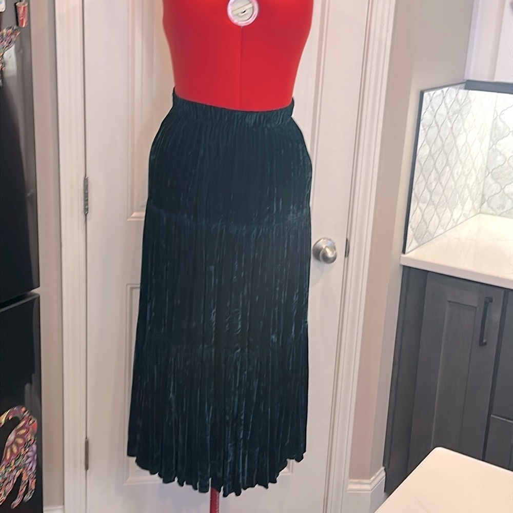 Bentley Arbuckle crushed velvet broomstick skirt.